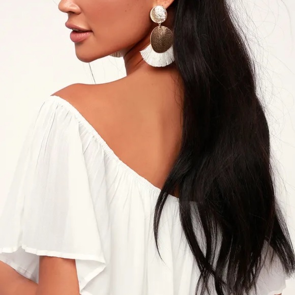 Lulu’s Gala ready white off shoulder midi dress - Picture 3 of 6